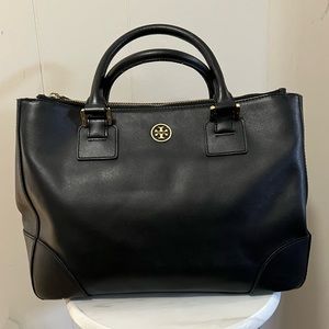 Tory Burch Robinson Double-Zip Tote Bag black